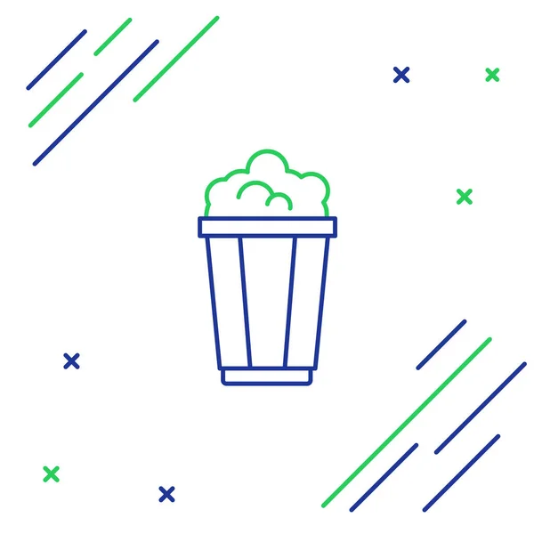 Line Popcorn in kartonnen doos pictogram geïsoleerd op witte achtergrond. Popcorn emmer doos. Kleurrijk concept. Vector — Stockvector