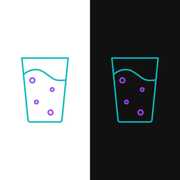 Ligne Verre avec icône de l'eau isolé sur fond blanc et noir. Du verre soda. Concept de contour coloré. Vecteur — Image vectorielle