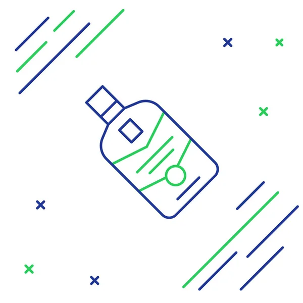 Line Whiskey Flasche Symbol isoliert auf weißem Hintergrund. Buntes Rahmenkonzept. Vektor — Stockvektor