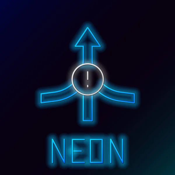 Gloeiende neon lijn Pijl pictogram geïsoleerd op zwarte achtergrond. Richting Pijlpunt symbool. Navigatiepunter teken. Kleurrijk concept. Vector — Stockvector