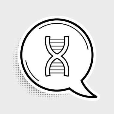 Gri arkaplanda çizgi DNA sembolü izole edildi. Renkli taslak konsepti. Vektör