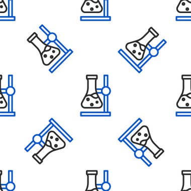 Çizgi Cam test tüpü tüpü beyaz zemin üzerinde izole edilmiş ikon izolasyon deseni. Laboratuvar ekipmanları. Renkli taslak konsepti. Vektör