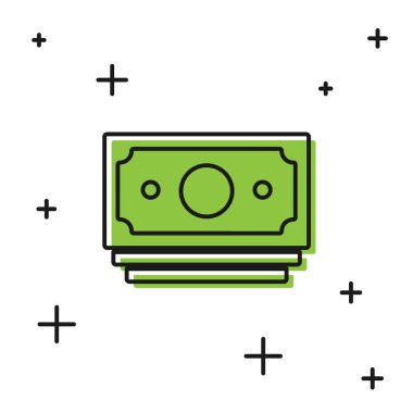 Siyah Yığınlar kağıt para para ikonu beyaz arka planda izole. Para desteleri. Para birimi. Vektör