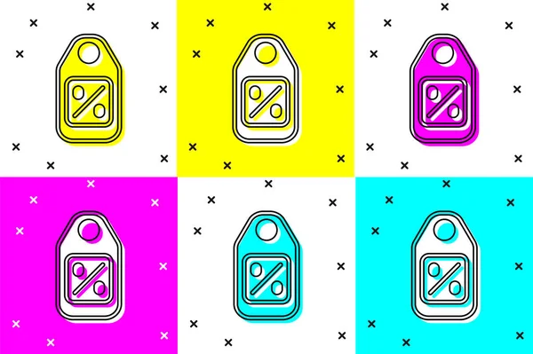 Set Price tag with an inscription Sale icon isolated on color background. Badge for price. Promo tag discount. Vector — Stock Vector