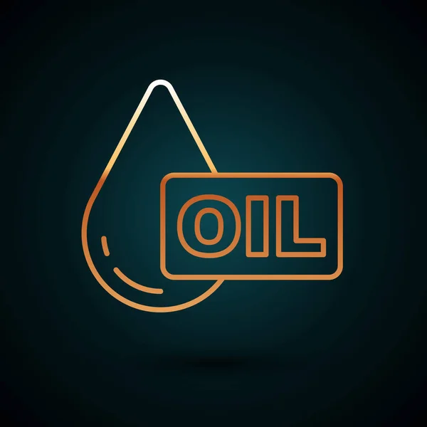 Linea oro icona goccia di olio isolato su sfondo blu scuro. Vettore — Vettoriale Stock