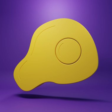 Yellow Scrambled eggs icon isolated on purple background. Home cooked food, fried egg, healthy breakfast, omelet icon. Minimalism concept. 3D render illustration.