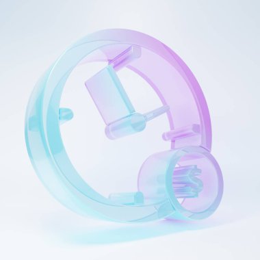 Frosted glass Time is money icon isolated on white background. Money is time. Effective time management. Convert time to money. Minimalism concept. 3D render illustration.
