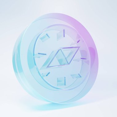 Frosted glass Compass icon isolated on white background. Windrose navigation symbol. Wind rose sign. Minimalism concept. 3D render illustration.