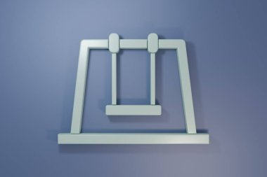 Grey Swing icon isolated on purple-blue background. Playground symbol. Minimalism concept. 3D render illustration.