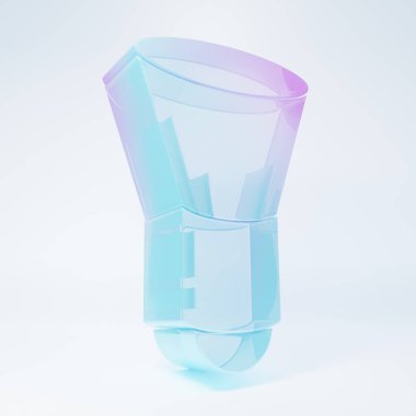 Frosted glass Shaving brush icon isolated on white background. Barbershop symbol. Minimalism concept. 3D render illustration.