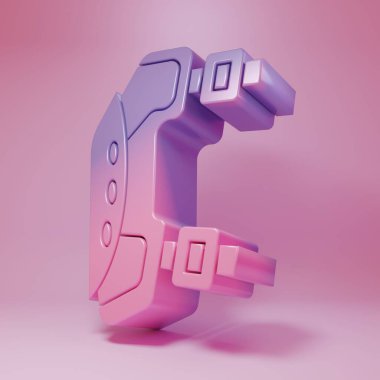 Purple-pink Knee pads icon isolated on pink background. Extreme sport. Sport equipment. Skateboarding, bicycle, roller skating protective gear. Minimalism concept. 3D render illustration.