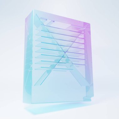 Frosted glass Exam paper with incorrect answers survey icon isolated on white background. Bad mark of test results, concept of unsuccessful report. Minimalism concept. 3D render illustration.