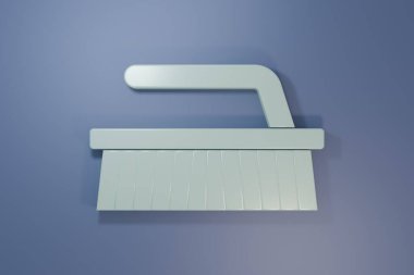 Grey Brush for cleaning icon isolated on purple-blue background. Minimalism concept. 3D render illustration.