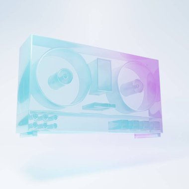 Frosted glass DJ remote for playing and mixing music icon isolated on white background. DJ mixer complete with vinyl player and remote control. Minimalism concept. 3D render illustration.