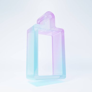 Frosted glass Cutting board icon isolated on white background. Chopping Board symbol. Minimalism concept. 3D render illustration.