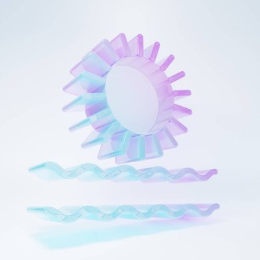 Frosted glass Sun and waves icon isolated on white background. Minimalism concept. 3D render illustration.