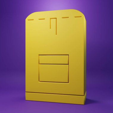 Yellow Backpack icon isolated on purple background. Diving underwater equipment. Minimalism concept. 3D render illustration.