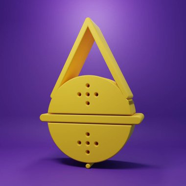 Yellow Ball tea strainer icon isolated on purple background. Minimalism concept. 3D render illustration.