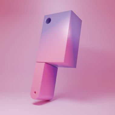 Purple-pink Meat chopper icon isolated on pink background. Kitchen knife for meat. Butcher knife. Minimalism concept. 3D render illustration.