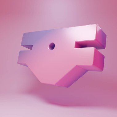 Pembe bebek emme ikonu pembe arka planda izole edilmiş. Minimalizm kavramı. 3 Boyutlu resimleme.