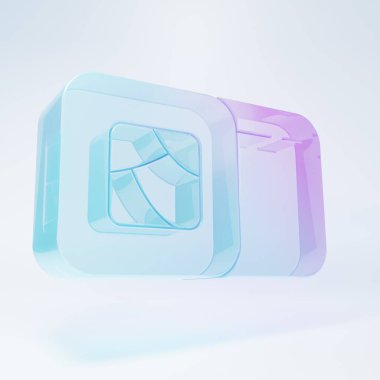 Frosted glass Sushi icon isolated on white background. Traditional Japanese food. Minimalism concept. 3D render illustration.