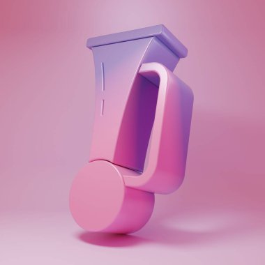 Purple-pink Signal horn on vehicle icon isolated on pink background. Minimalism concept. 3D render illustration.