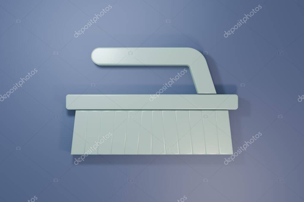 Grey Brush for cleaning icon isolated on purple-blue background. Minimalism concept. 3D render illustration.
