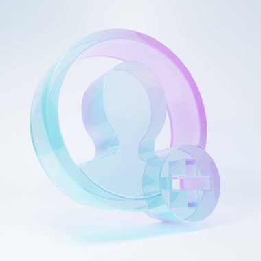 Frosted glass Create account screen icon isolated on white background. Minimalism concept. 3D render illustration.