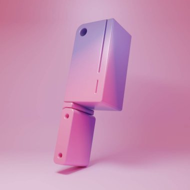 Purple-pink Meat chopper icon isolated on pink background. Kitchen knife for meat. Butcher knife. Minimalism concept. 3D render illustration.