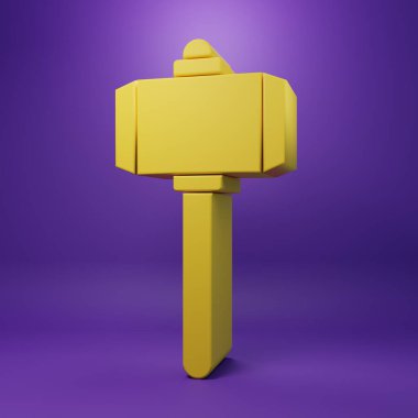 Sarı Savaş Çekici simgesi mor arkaplanda izole edilmiş. Minimalizm kavramı. 3 Boyutlu resimleme.