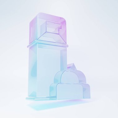 Frosted glass Shaving gel foam icon isolated on white background. Shaving cream. Minimalism concept. 3D render illustration.