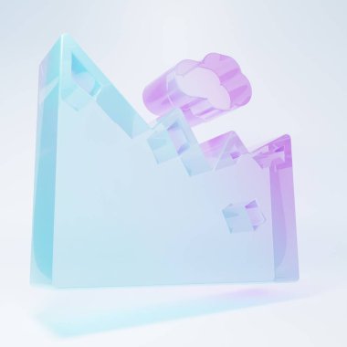 Buzlu cam dağ ikonu beyaz arkaplanda izole edilmiş. Zaferin ya da başarının sembolü. Minimalizm kavramı. 3 Boyutlu resimleme.