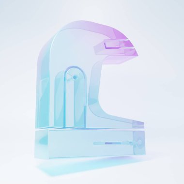 Frosted glass Astronaut helmet icon isolated on white background. Minimalism concept. 3D render illustration.