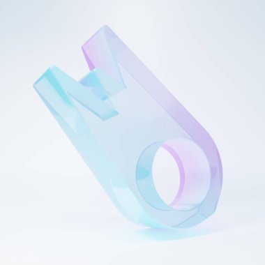 Frosted glass Comet falling down fast icon isolated on white background. Minimalism concept. 3D render illustration.