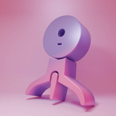 Purple-pink Web camera icon isolated on pink background. Chat camera. Webcam icon. Minimalism concept. 3D render illustration.