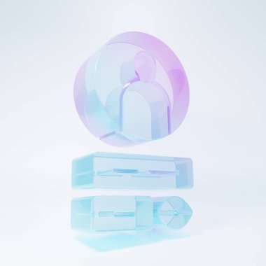 Frosted glass Create account screen icon isolated on white background. Minimalism concept. 3D render illustration.