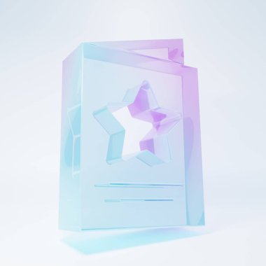 Frosted glass Greeting card icon isolated on white background. Celebration poster template for invitation or greeting card. Minimalism concept. 3D render illustration.