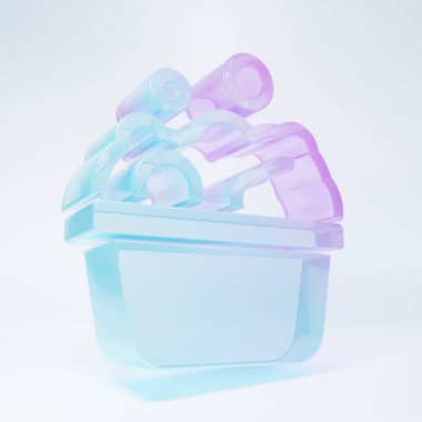 Frosted glass Pets bath icon isolated on white background. Minimalism concept. 3D render illustration .