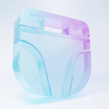 Frosted glass Diaper for dog icon isolated on white background. Pet hygiene accessory. Minimalism concept. 3D render illustration .