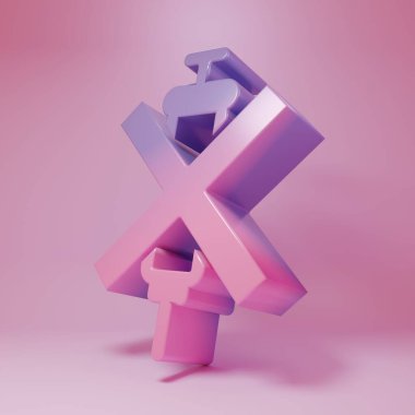 Mor pembe. Pembe arka planda doping ikonu yok. Minimalizm kavramı. 3 Boyutlu resimleme .