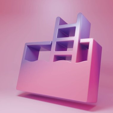 Purple-pink Swimming pool with ladder icon isolated on pink background. Minimalism concept. 3D render illustration .