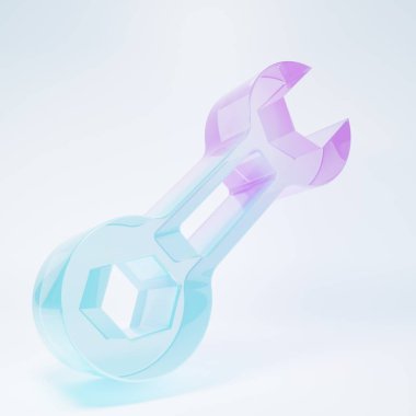 Beyaz arkaplanda izole edilmiş buzlu cam anahtarlı anahtar simgesi. Minimalizm kavramı. 3 Boyutlu resimleme .