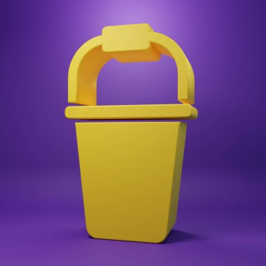 Sarı Kova simgesi mor arkaplanda izole edildi. Minimalizm kavramı. 3 Boyutlu resimleme .