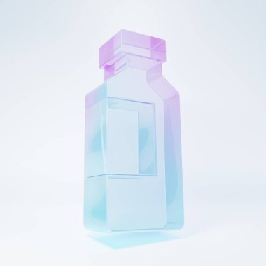 Frosted glass Bottle of water icon isolated on white background. Soda aqua drink sign. Minimalism concept. 3D render illustration .
