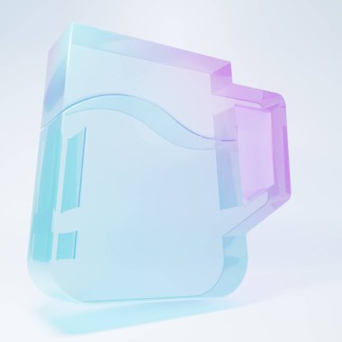 Frosted glass Wooden beer mug icon isolated on white background. Minimalism concept. 3D render illustration .