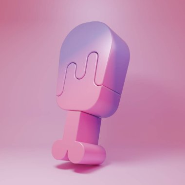 Pembe arka planda pembe tavuk bacağı ikonu var. Tavuk budu. Minimalizm kavramı. 3 Boyutlu resimleme .