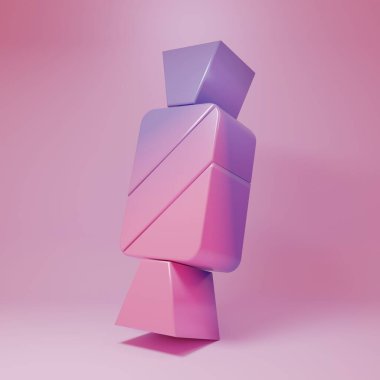 Purple-pink Candy icon isolated on pink background. Minimalism concept. 3D render illustration .
