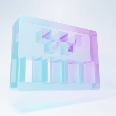 Frosted glass Taximeter device icon isolated on white background. Measurement appliance for passenger fare in taxi car. Minimalism concept. 3D render illustration .