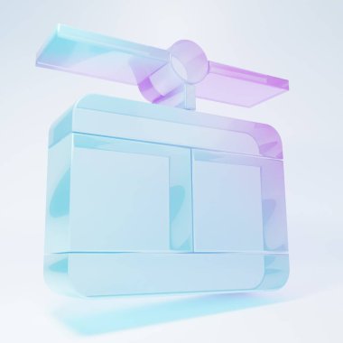 Beyaz arka planda izole edilmiş buzlu cam kablo araba ikonu. Füniküler işaret. Minimalizm kavramı. 3 Boyutlu resimleme .