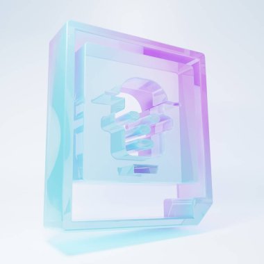 Beyaz arkaplanda izole edilmiş buzlu cam fotoğraf ikonu. Minimalizm kavramı. 3 Boyutlu resimleme .